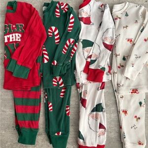 Carter's Red and Green Holiday Pajama lot of 4 sets size 2T